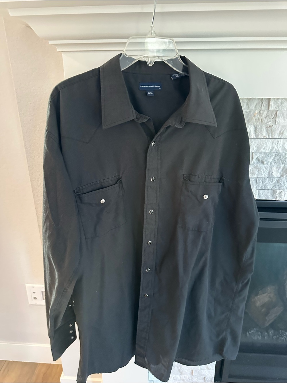Panhandle slim Black Button-Up Western Shirt. Size 18-36